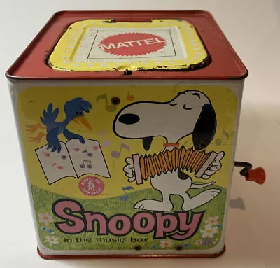 Vintage 1966 SNOOPY & The Peanuts Jack In The Metal Music Box Mattel See Details • $14.99