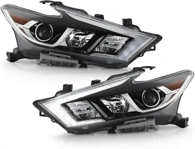 For 2016-2018 Nissan Maxima S|SL|SV LED DRL Black Headlights Assembly Lamps Pair • $234.58