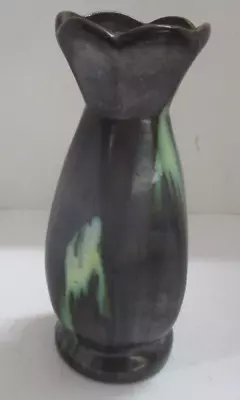 Vintage Black And Green Pottery Vase  227  • $15.99