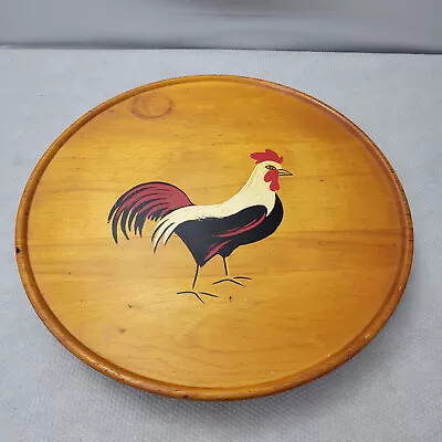 Vintage Wolverine Dowel Works Michigan Wood Lazy Susan Painted Rooster/Chicken • $19.95