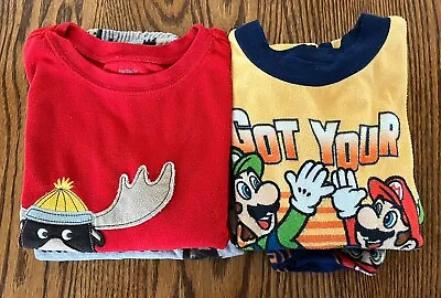 2 Boy’s Size 6 Fleece Pajama Sets-Super Mario & Carters Moose Theme • $12