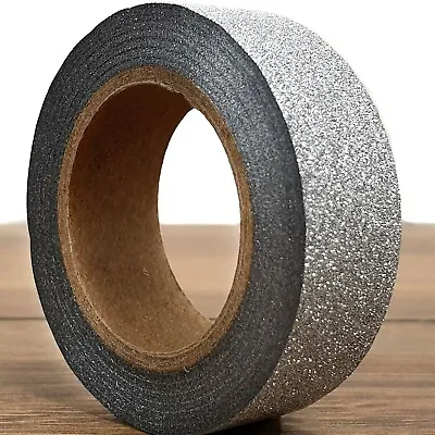£3.38 • Buy SPARKLY SILVER WASHI TAPE Glitter Grey Decorative Craft Paper Adhesive Strip 10M