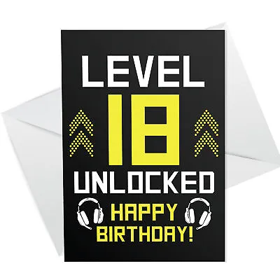 Funny 18th Birthday Card For Son Brother LEVEL 18 Humour Gaming Card For Men • £2.95