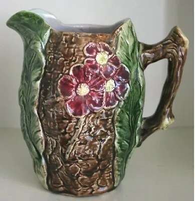 Pretty/Old Majolica Leaf Spout With Floral Pitcher Circa 1880s • $74.95