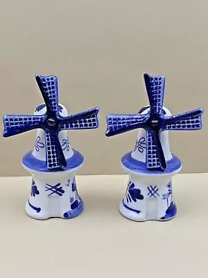 Vintage Unbranded Delft Windmill Salt And Pepper Shakers • $8.99