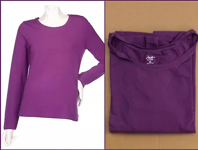Motto Essentials Long Sleeve Open Crewneck Knit Top 2X Purple EUC A203506 • $13