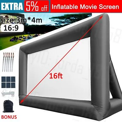$107.99 • Buy 4M * 3M Inflatable Movie Screen 16:9 Outdoor Giant Projector Cinema Home Theater