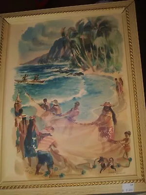 S.S. Lurline Matson Lines Hawaii Watercolor Menu Louis Macouillard 1966 • $83