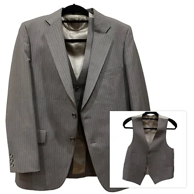 Vintage Richman Brothers Gray Pinstripe 2Piece Suit 42S Suit Coat Jacket & Vest • $14.44