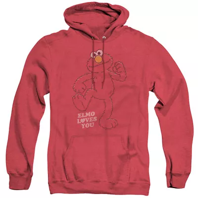 SESAME STREET ELMO LOVES YOU Licensed Hooded Sweatshirt Heather Hoodie SM-3XL • $47.95