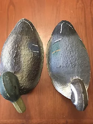 Rare Pair Animal Trap Victor Field Duck Decoys: Mallard + Pintail • $250