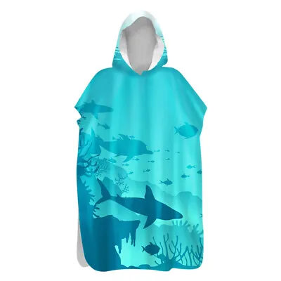 £19.19 • Buy Sea Shark Dolphin Fish Coral Hooded Poncho Towel Pool Beach Changing Robe Gift