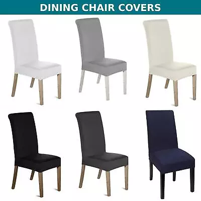 Dining Chair Seat Covers Banquet Home Removable Protective Stretch Slip Cover • £3.59