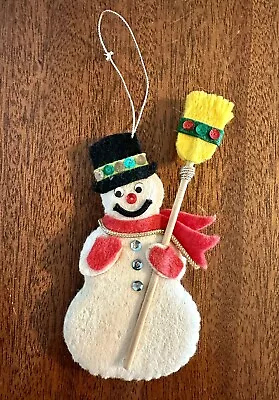 Vintage Snowman Christmas Ornament Handmade Felt Sequins  • $10