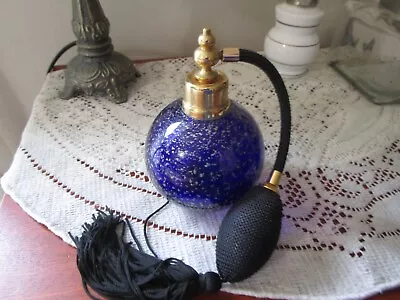 Collectable Silvestri Hand Crafted Murano Glass Cobalt Blue Perfume Atomizer • $30