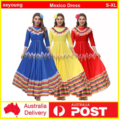 Adults Spanish Princess Costume Flamenco Carnival Mexico Mexican Salsa Dress • $38.49