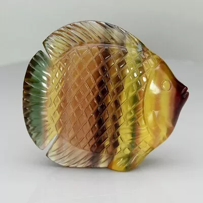 Handcraft! 86.22ct Life-Like Fish Carving Natural Multi-Color Fluorite Africa • $6.50