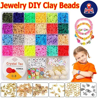 £9.85 • Buy 5546Pcs Clay Beads Jewellery Making Kit,6mm Round Flat Polymer Bead Bracelet Set