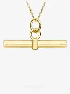 9ct Gold Round T Bar Pendant Necklace Gold 20mm X 10mm Hallmarked 51cm/20  Curb • £155
