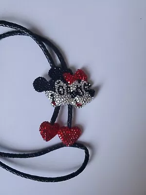 RARE Swarovski MICKEY & MINNIE MOUSE Bolo Tie DISNEY USA • $99.95