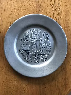 EIK NORWAY HERDET TINN Viking Warriors Pewter Wall Plate 9” • $18