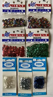 Lot Vtg Paramount & Costumakers Cup Sequins 5 & 8 Mm NEW 7 Sealed Packages • $5.95