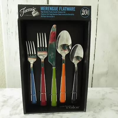 New Fiesta Ware Merengue Flatware Set 20 Piece Fork Knife Spoon Multicolor • $44.99