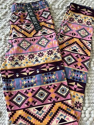 Womens One Size Buttery Soft Graphic Pattern Pink Tribal Aztec Print Leggings • $11.95