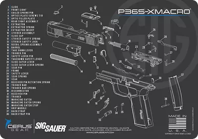 Sig Sauer P365 XMACRO Schematic Handgun Mat • $17.99