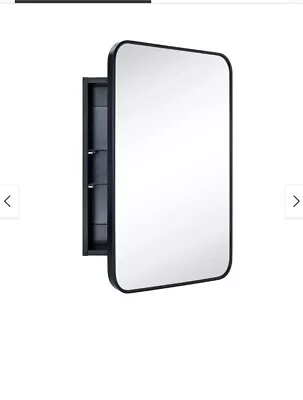 Tehome Farmhouse Matt Black Recessed Bathroom Medicine Cabinet With Mirror (M92) • $90