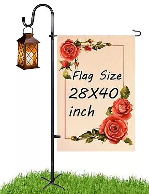 Large Garden Flag Holder Stand Pole For 28 X 40 Flags With Shepherds Hooks Fo... • $27