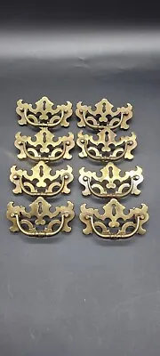 Lot Of 8 Vntg Brass BPC 20001 4 1/2  Chippendale Style Cabinet Drawer Pulls • $22