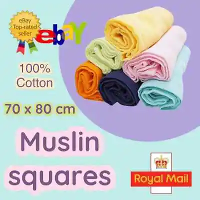✅NEW Cotton Large Muslin Squares 80x70cm Baby Cloth Reusable Nappy Bibs Wipes✅UK • £3.34