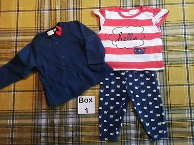 Bluezoo Whale Sailor Outfit Jacket Tee Shirt Leggings 3-6 Months Baby Girl • £4