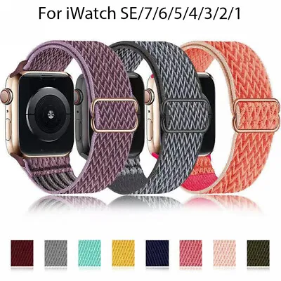 $7.59 • Buy 38/41/42/45mm For Apple Watch IWatch Strap Series 7 SE 6 5 Woven Nylon Loop Band