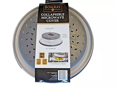 Bombay Gray Collapsible Microwave Cover BPA Free Finger Grips Venting 10.5-in • $16.97