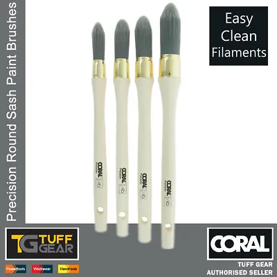 Coral Precision Round Sash Paint Brushes 4 Piece Set Windows Skirting Doors  • £8.99