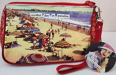 NEW Anne Taintor Inc.-Vintage Revisited Beach Scene Cosmetic Case/Wristlet W/Tag • $28.87