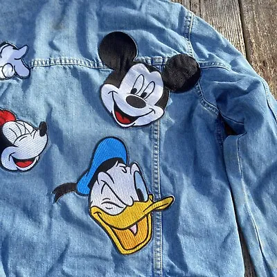 Disney Girls MEDIUM Micky Minnie Mouse Jeans Jacket Donald Duck • $14.50