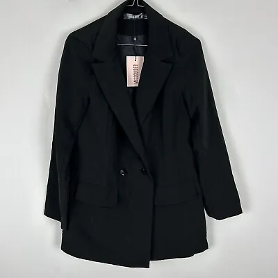 Missguided Tailored Longline Blazer BLACK UK6 (QUEN6) 38” Bust X 30” Long • £10