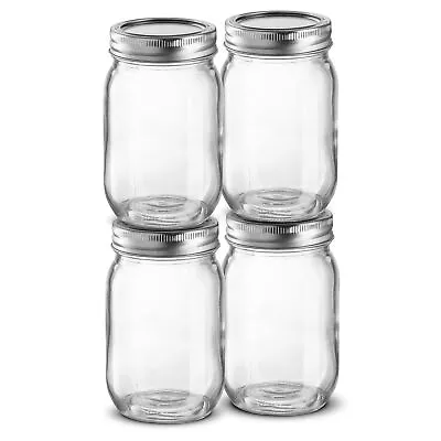 16oz Glass Canning Jars With Lids And Bands Regular Mouth Mason Jars For Pre... • $39.61