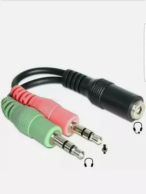 £3.50 • Buy 3.5mm Female To 2 Male Jack Headphone Headset Microphone Y Splitter Audio Cable