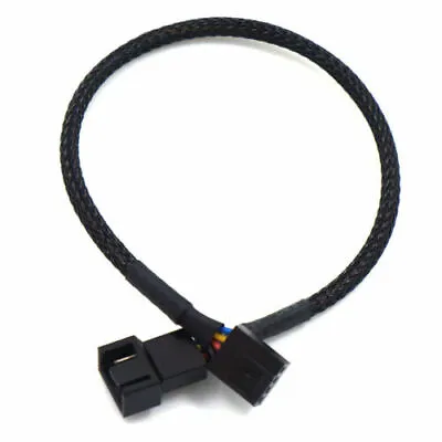 4 Pin PWM CPU Fan Extension Cable Extension Sleeved Lead 26cm Black • £2.99