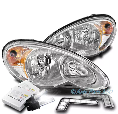 For 06-10 Chrysler Pt Cruiser Replacement Chrome Headlights W/led Drl Kit+6k Hid • $190.95