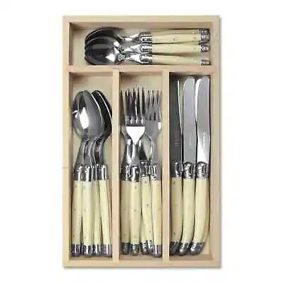 Laguiole Classic Cutlery 24 Piece Set Tableware Various Colours In Wooden Box • £220