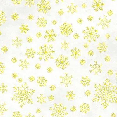 Christmas Fabric - Sparkle Gold Metallic Snowflake On White - P&B Textiles YARD • $10.97