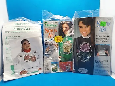 Vintage Crafts Lot Junk Drawer Sequin Art Kits For Sweater Shirt • $12.76