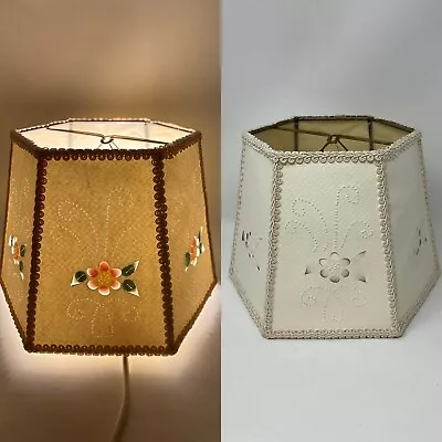 Vintage Pierced Paper Lamp Shade With Flowers • $29.99