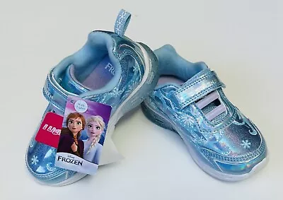 Disney Frozen II Anna/Elsa Light-Up Blue Slip On W/Hook&Loop Sneakers~Size 8~NWT • $16.99