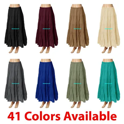 100% Cotton 6 Yard 5 Tiered Maxi Gypsy Skirt Summer Long Mopping High Waisted • $29.99